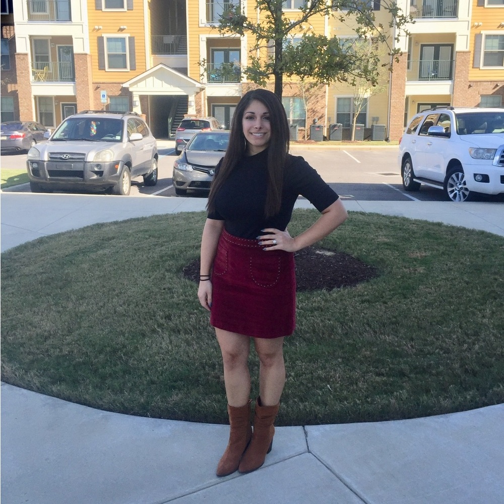 Wine Corduroy Skirt - Picture 4 of 4